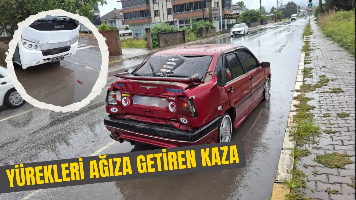 Akyazı Batakk&ouml;y Caddesi&rsquo;nde Korkutan Kaza Facianın Eşiğinden D&ouml;n&uuml;ld&uuml;!