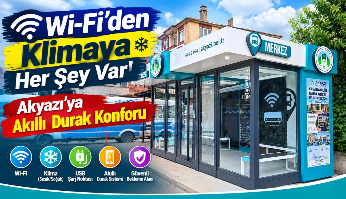 Akyazı Belediyesi'nden Vatandaşa Konforlu Ulaşım Jestı Merkez Durağı Yenilendi