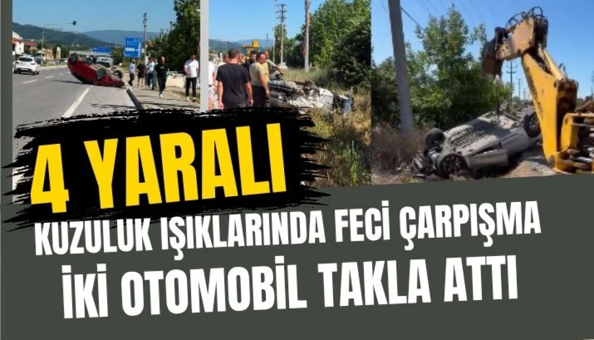 Akyazı D-140 Karayolunda Korkutan Kaza Ara&ccedil;lar Hurdaya D&ouml;nd&uuml;