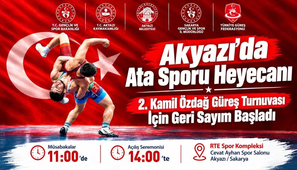 Akyazı'da Ata Sporu Heyecanı 2. Kamil &Ouml;zdağ G&uuml;reş Turnuvası İ&ccedil;in Geri Sayım Başladı