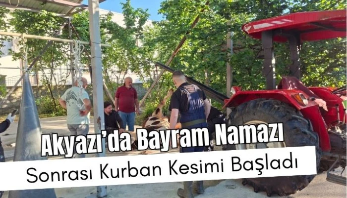 Akyazı&rsquo;da Bayram Namazı Sonrası Kurban Kesimi Başladı: Vatandaşlar Kesim Noktalarına Akın Etti