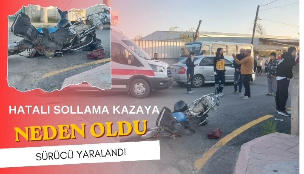 Akyazı&rsquo;da Film Sahnesi Gibi Kaza Yaralı Motosikletli Olay Yerinden Ka&ccedil;tı