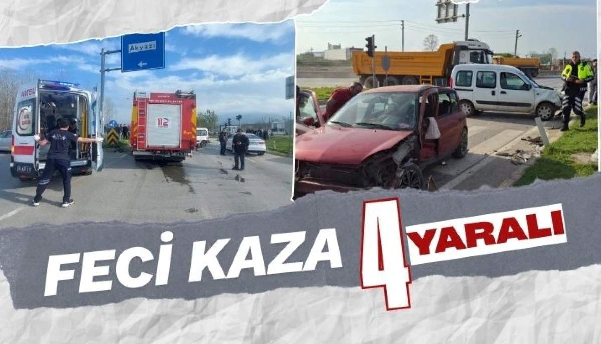 K&uuml;&ccedil;&uuml;cek Kavşağında Kırmızı Işık İhlalinde 4 Kişi Yaralandı