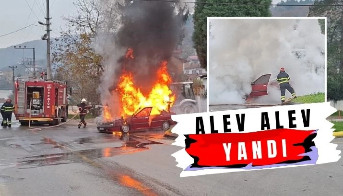Akyazı&rsquo;da Korkutan Ara&ccedil; Yangını: LPG&rsquo;li Otomobil Alevlere Teslim Oldu