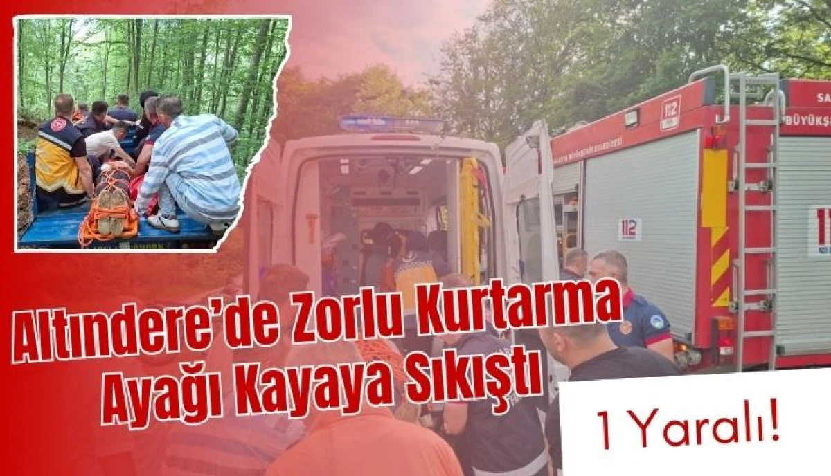 Akyazı&rsquo;da Ormanda Kaza Kayalıklara Sıkışan Yaralıyı Kurtarma Operasyonu