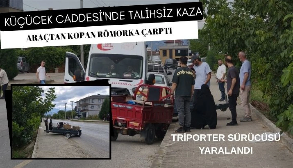 Akyazı'da Seyir Halindeki Pikaptan Kopan R&ouml;mork Dehşet Sa&ccedil;tı: 1 Yaralı