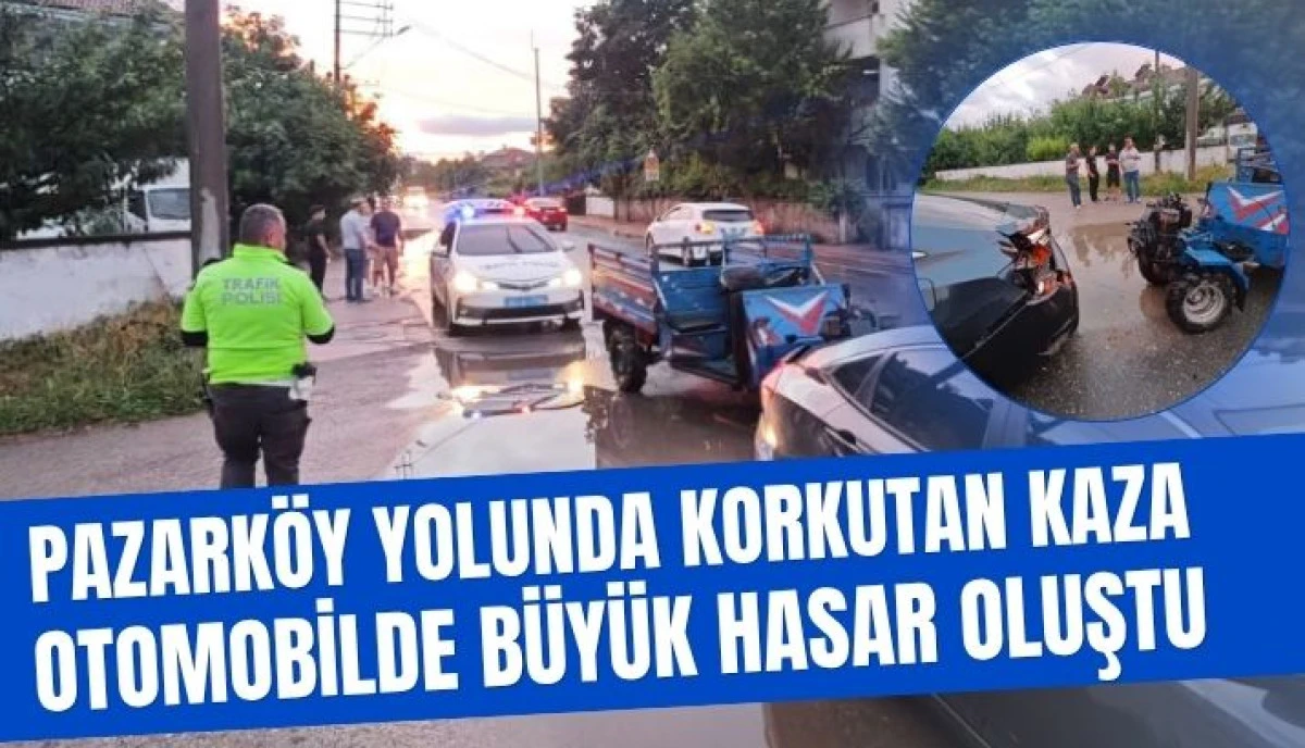 Akyazı'da Trafik Kazası Sola D&ouml;nmek İ&ccedil;in Yavaşlayan Araca Arkadan &Ccedil;arptı