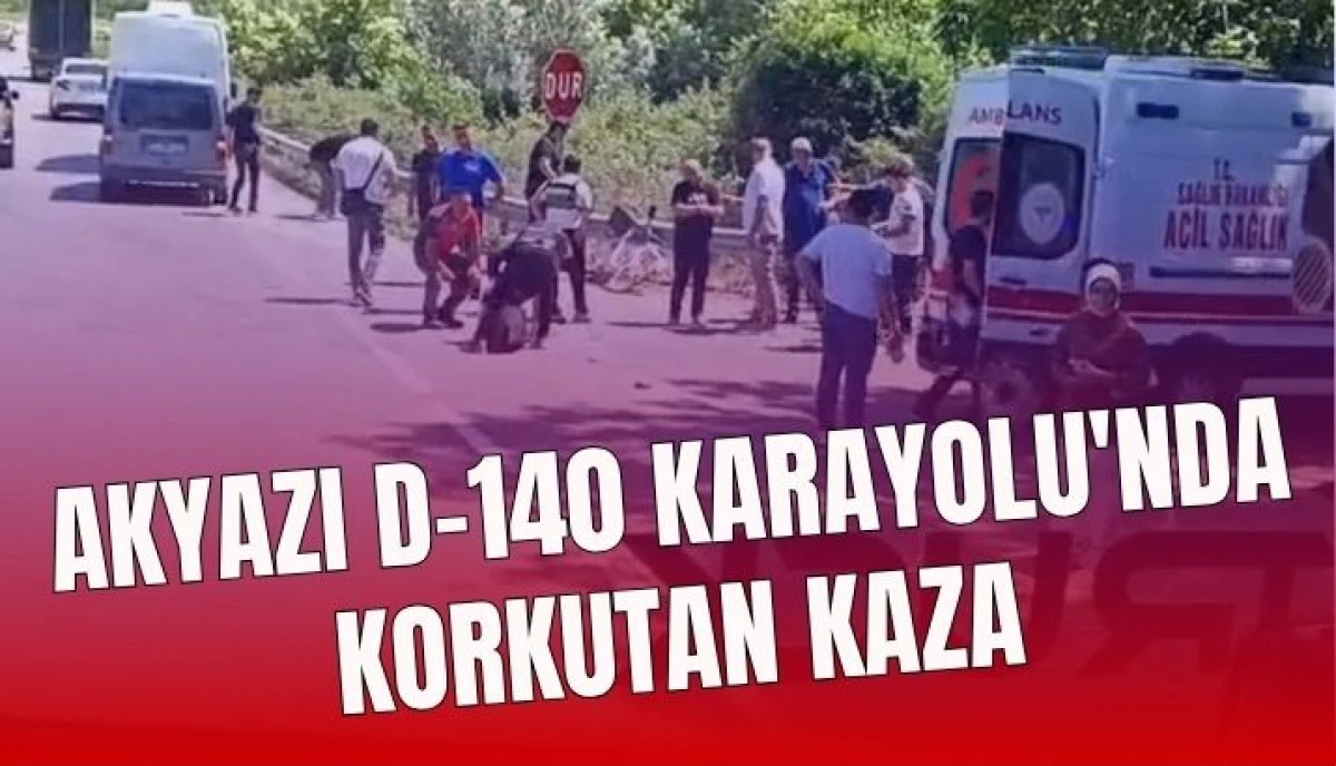 Akyazı'da Y&uuml;rekleri Ağza Getiren Kaza Bisikletliyi Kurtarmak İsterken Bariyerleri Aştı