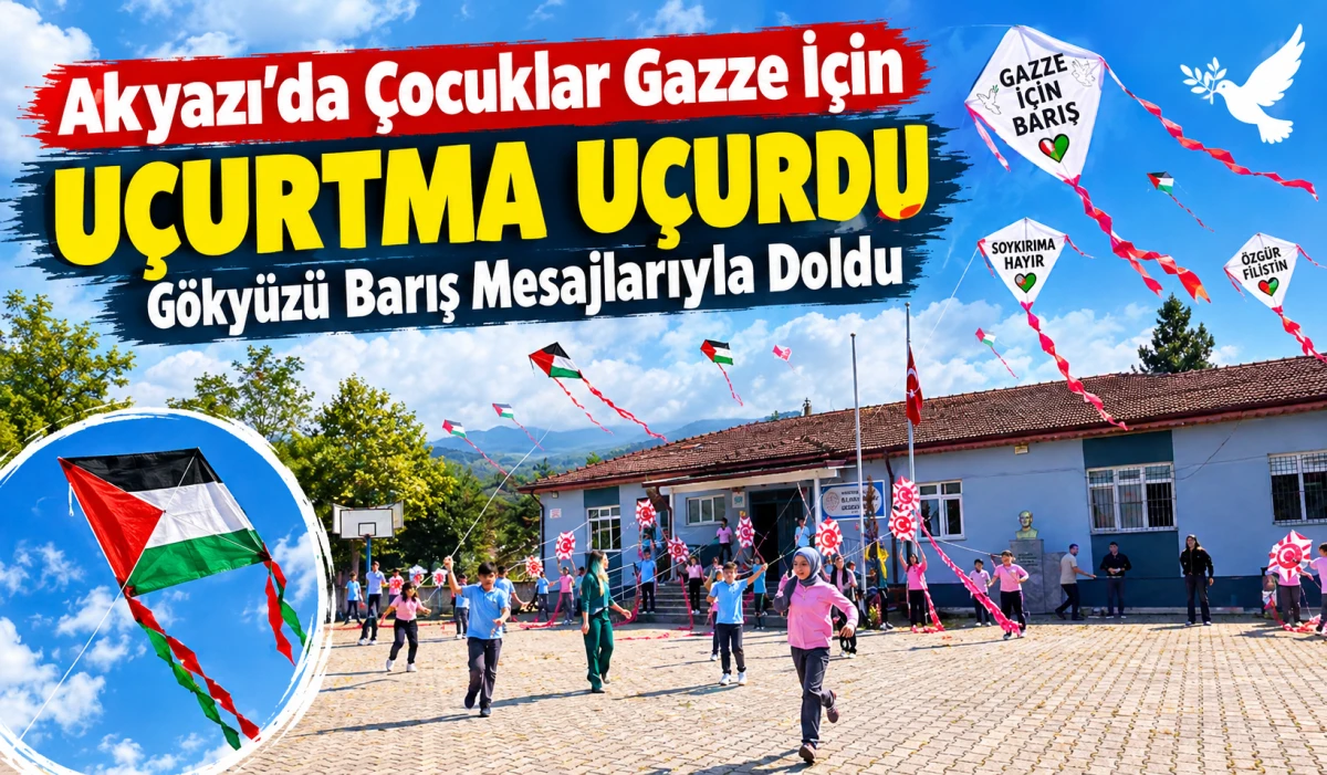 Akyazılı &Ouml;ğrencilerden G&ouml;ky&uuml;z&uuml;ne Umut Mesajı Gazze İ&ccedil;in Bir Araya Geldiler