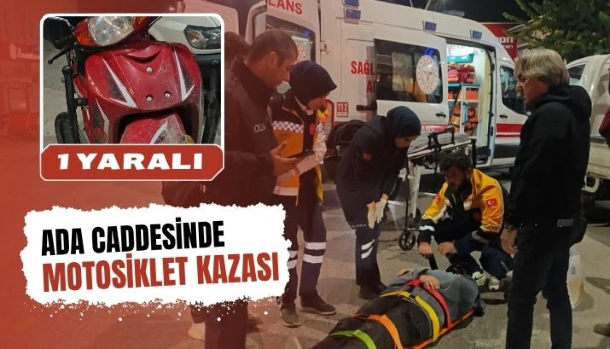 Cadde de Dengesini Kaybeden Motosikletli Düşerek Yaralandı