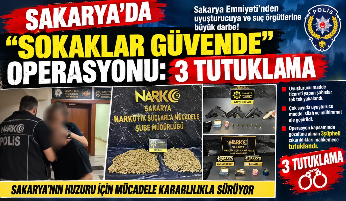SAKARYA'DA SOKAKLAR G&Uuml;VENDE OPERASYONU 3 TUTUKLAMA