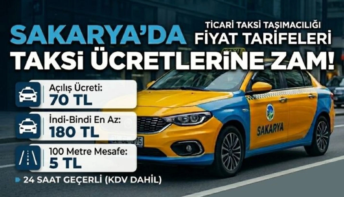 Sakarya'da Taksi Metreler G&uuml;ncellendi: İşte Yeni Fiyatlar