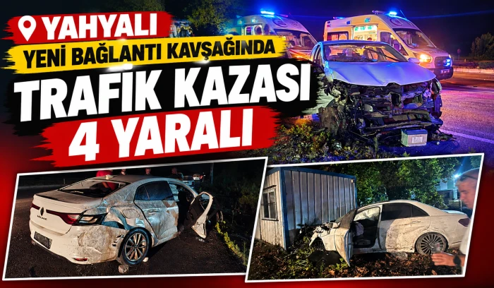 Yahyalı Yeni Bağlantı Kavşağında Trafik Kazası: 4 Yaralı